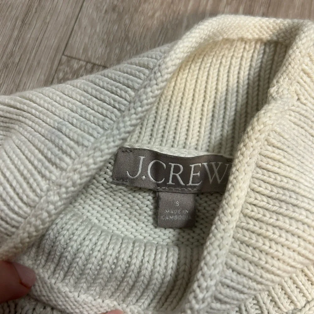 J. Crew Striped Rollneck Turtleneck Neck Sweater White & Blue Striped Sz Small - Picture 2 of 3